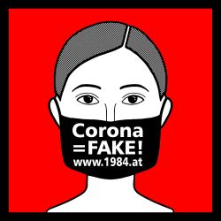 Aufkleber "Corona=Fake" Protest gegen Coronagesetze